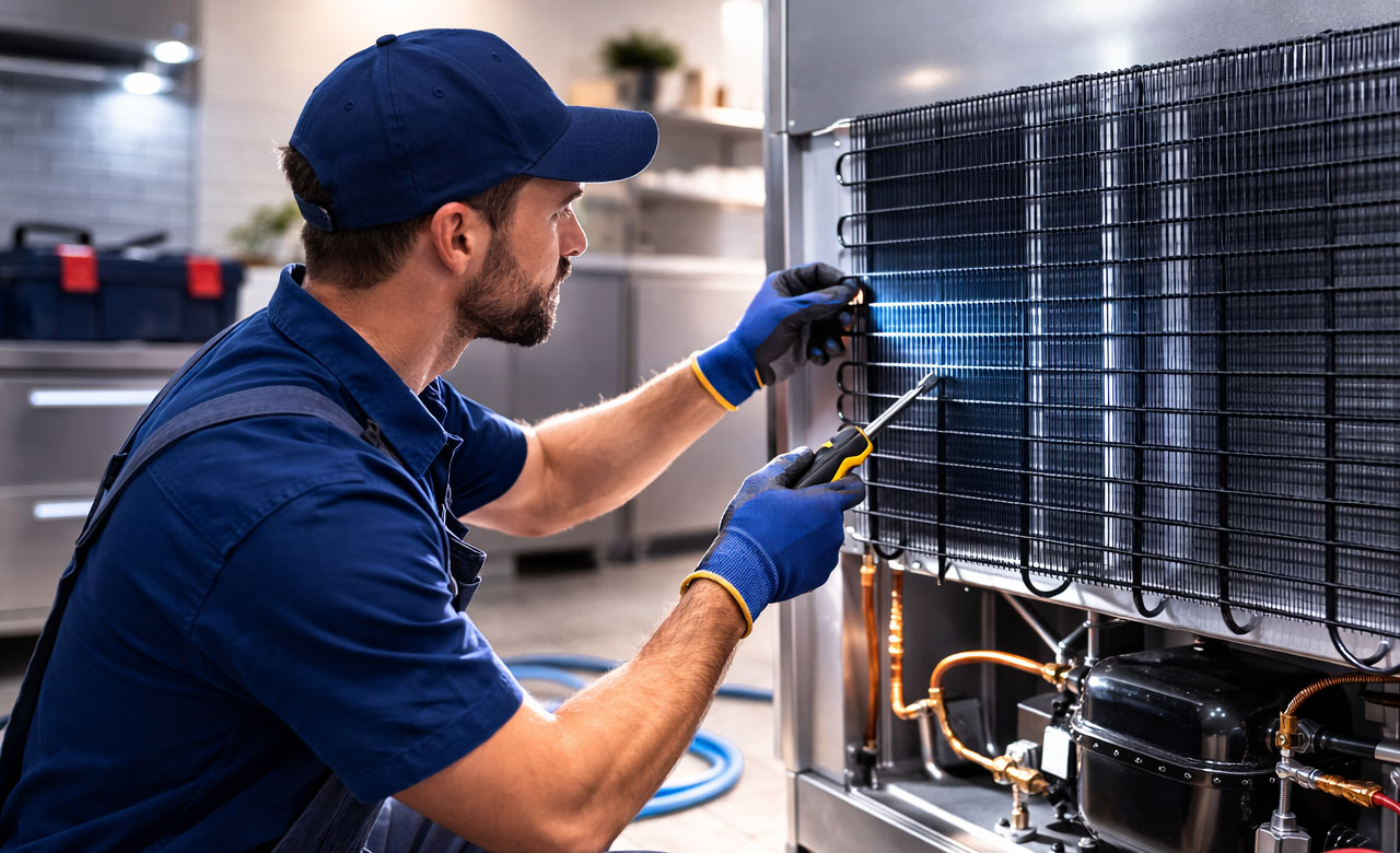 Clean Commercial Fridge Condenser Coils